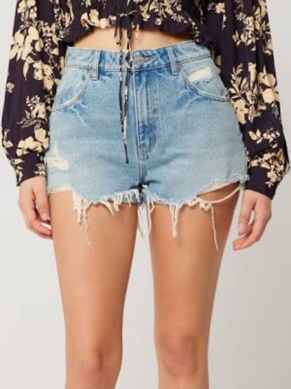 Rolla's Distressed Denim Cutoff Shorts | Light Wash | Festival Summer Staple